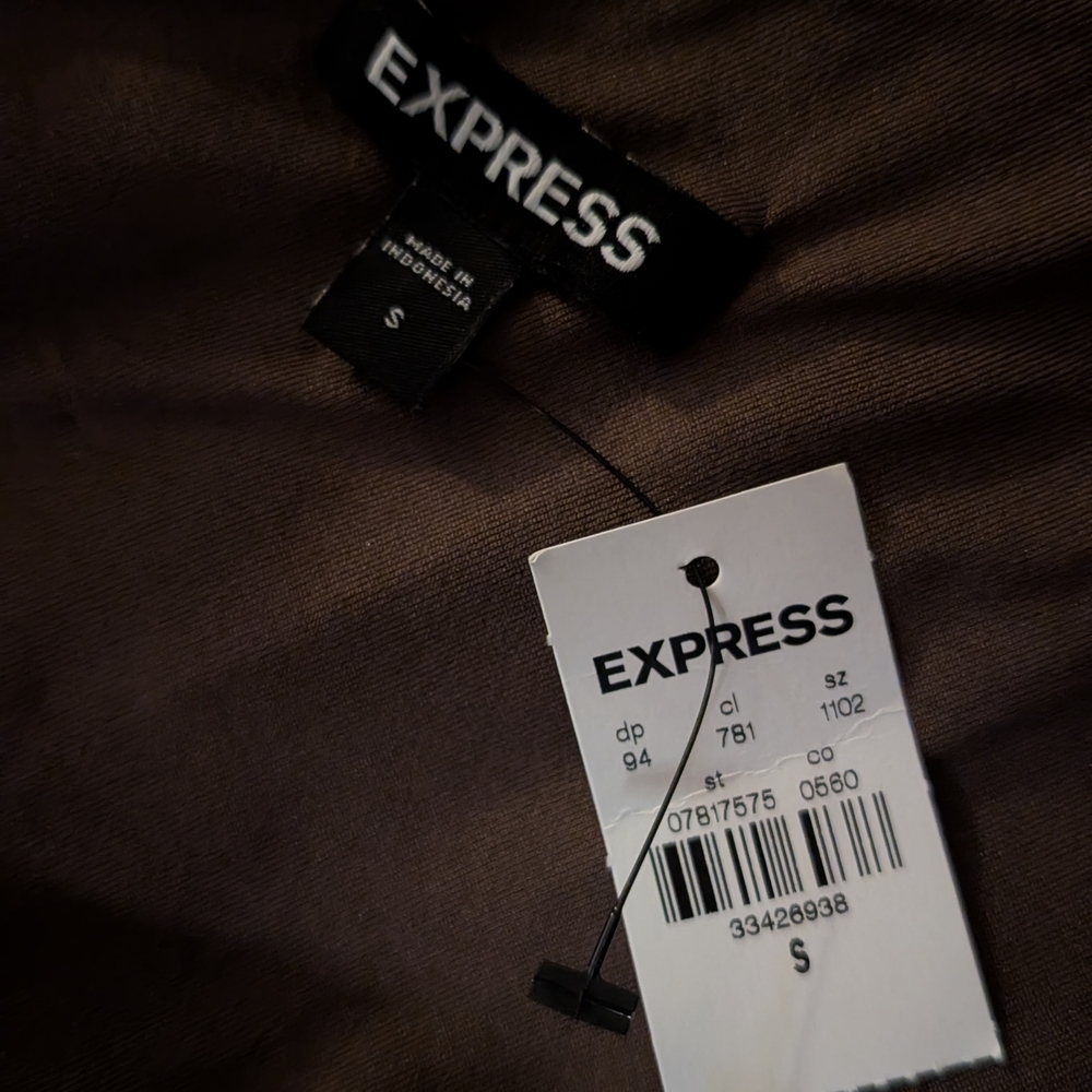 Express One-Shoulder Faux Leather Mini Dress in Mocha - Picture 4 of 6